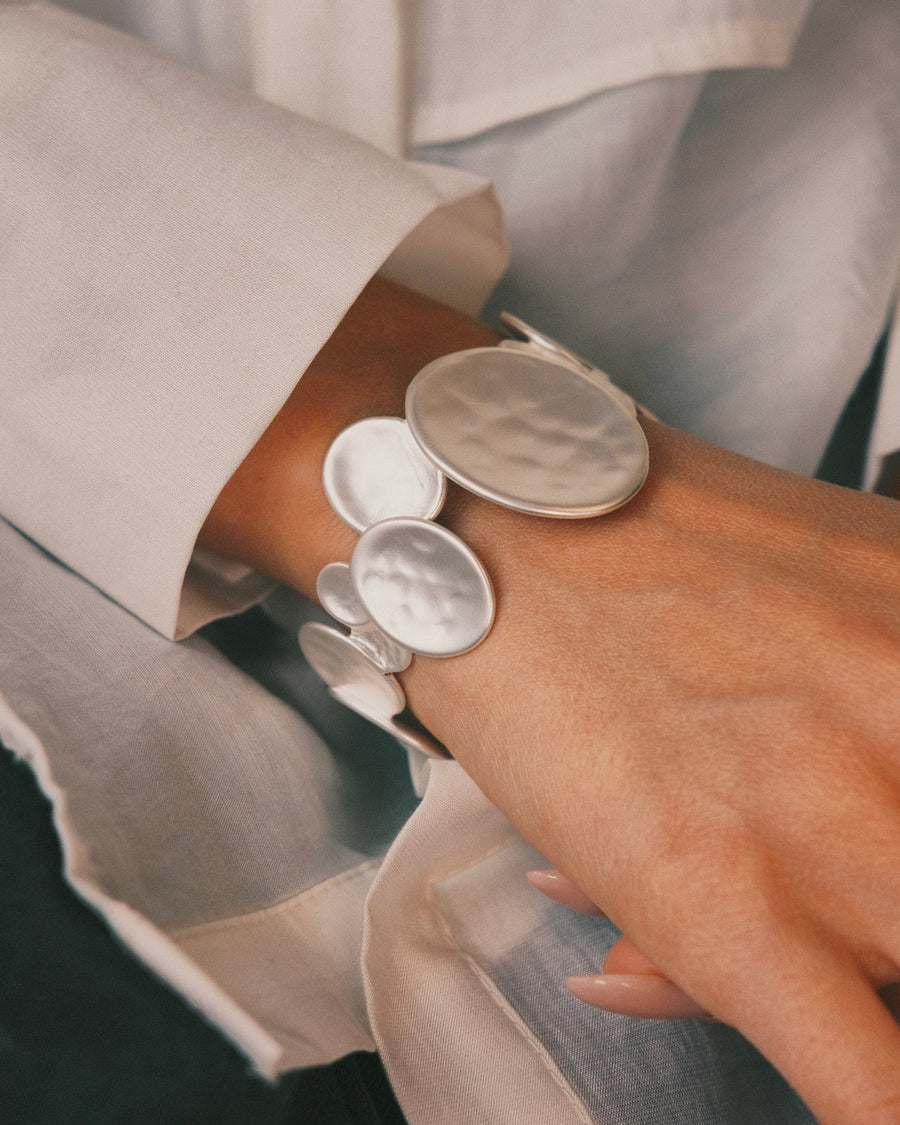 Satin Disc Bracelet — Silver-Tone Bracelet