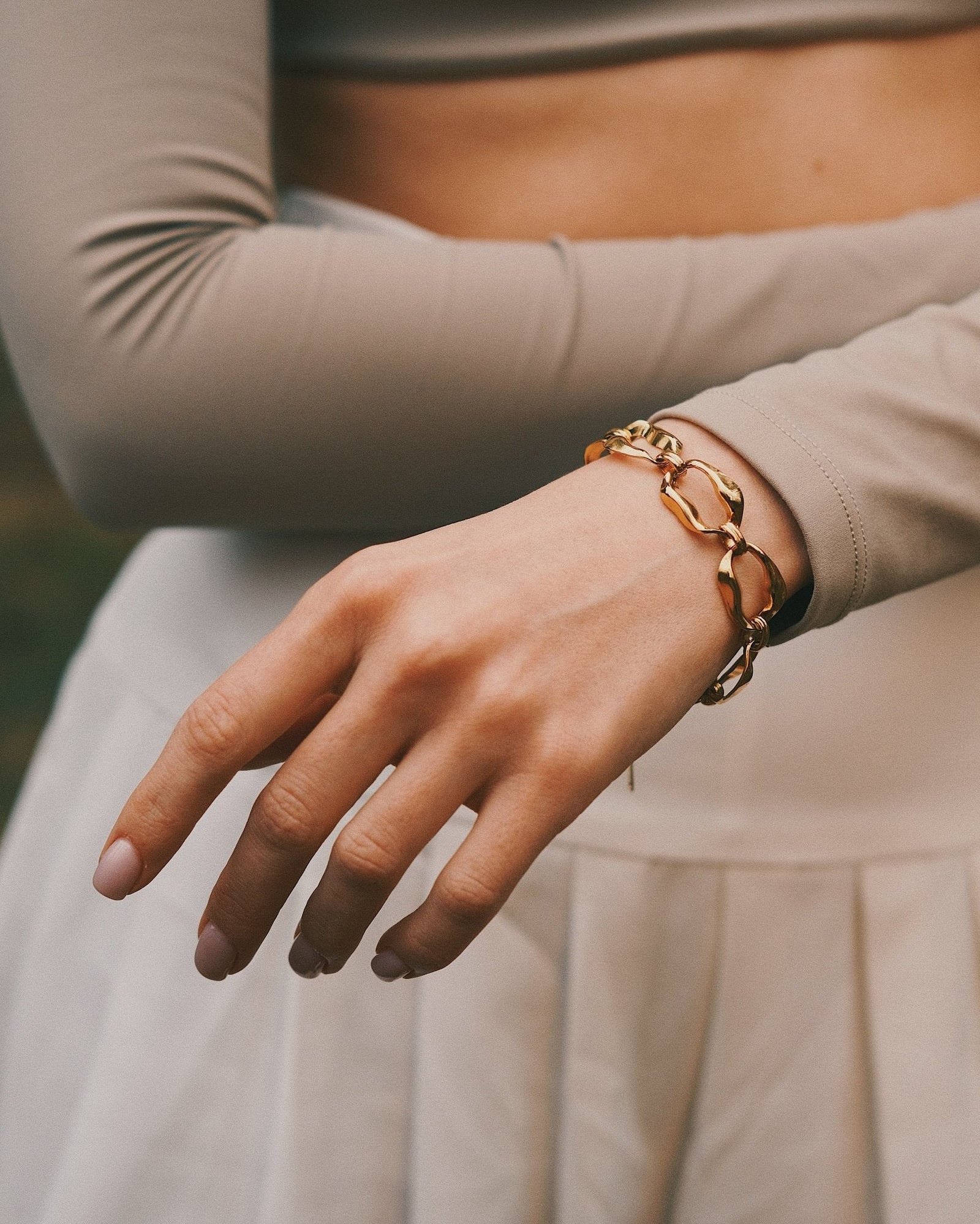 Amphitrite Wide Chain — Gold-Tone Chain Bracelet, alternate view