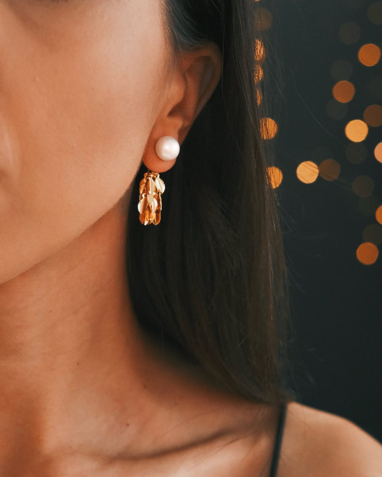 Pearl and Shard Drops — Gold-Tone Drop Earrings, alternate view