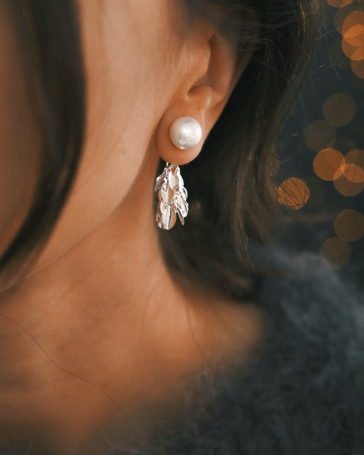 Pearl and Shard Drops — Gold-Tone Drop Earrings, alternate view