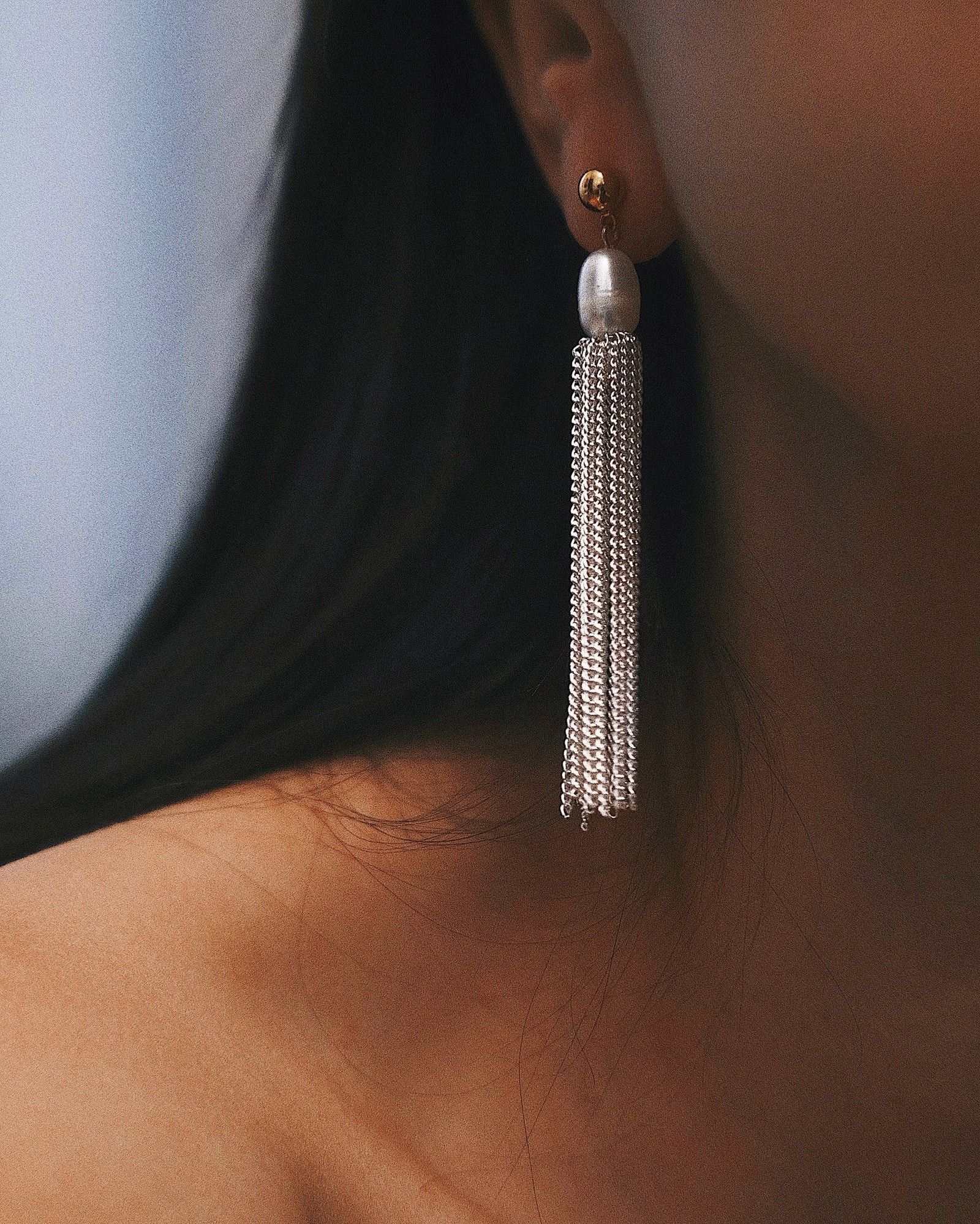 Pearl Tassel Earrings — Gold-Tone Earrings, alternate view