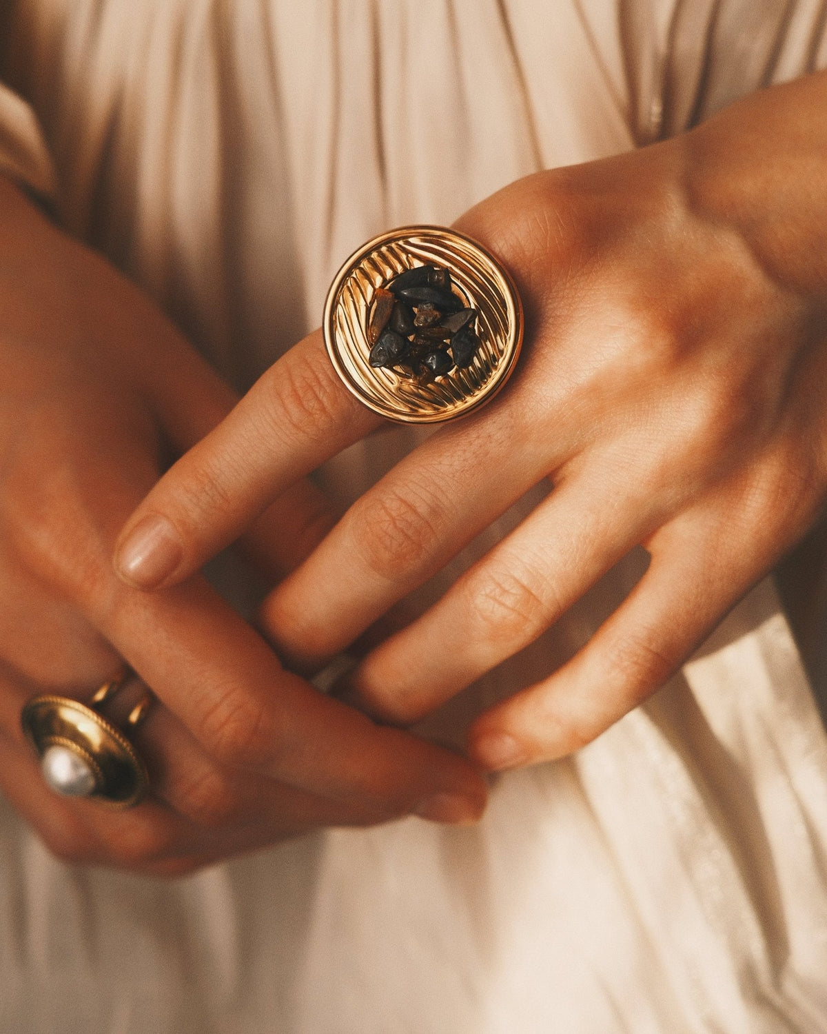 Wave Disc Ring — Gold-Tone Ring