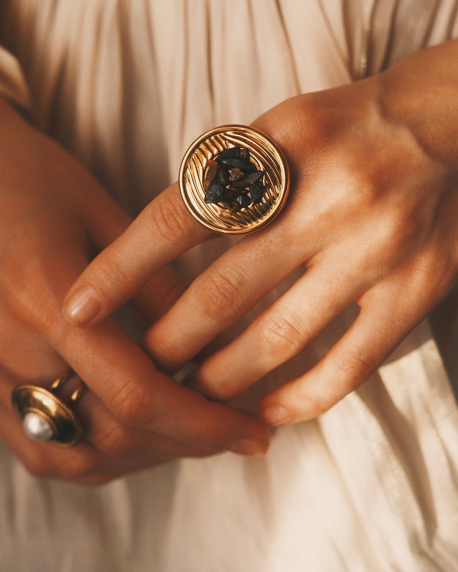 Wave Disc Ring — Gold-Tone Ring