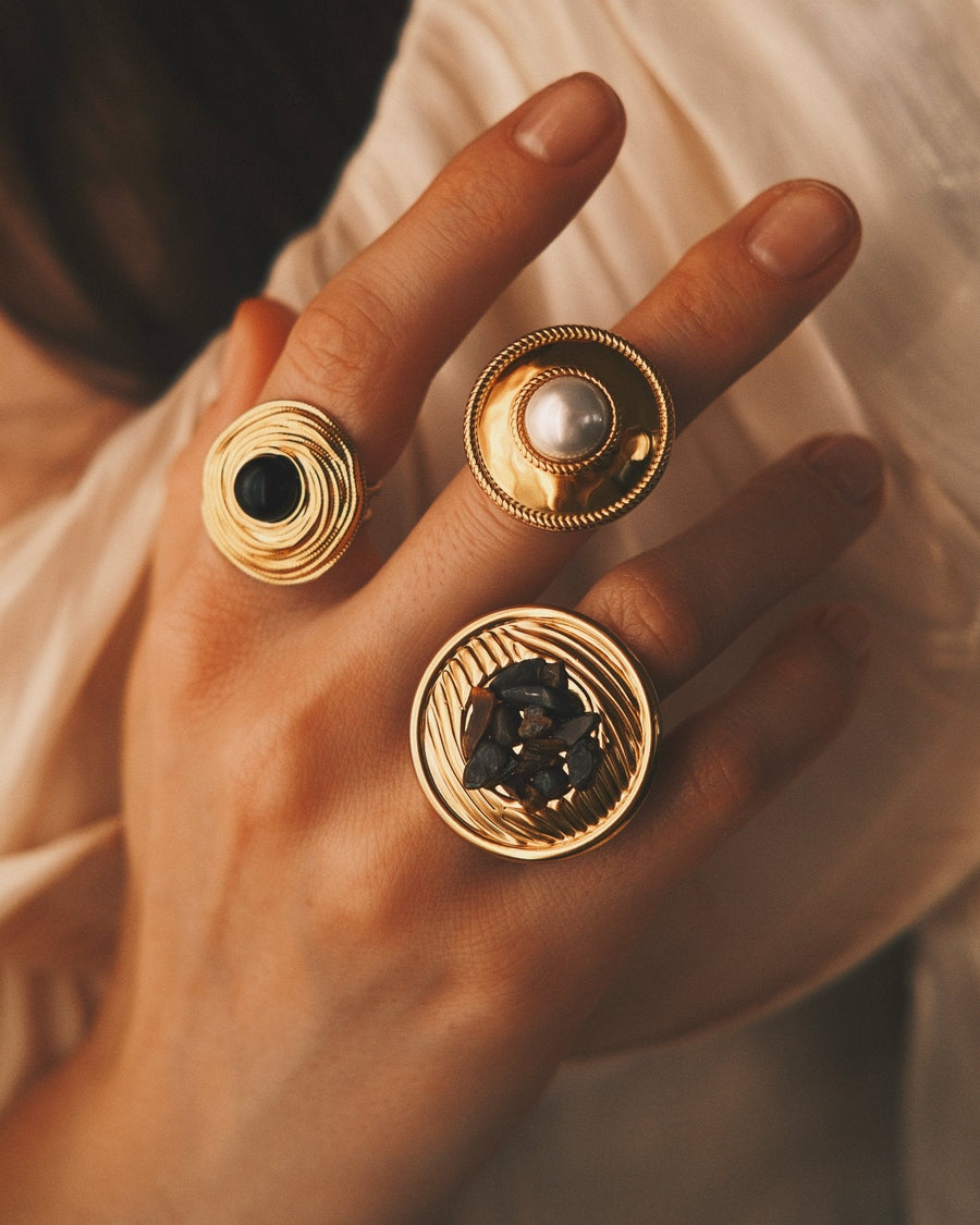 Wave Disc Ring — Gold-Tone Ring, alternate view