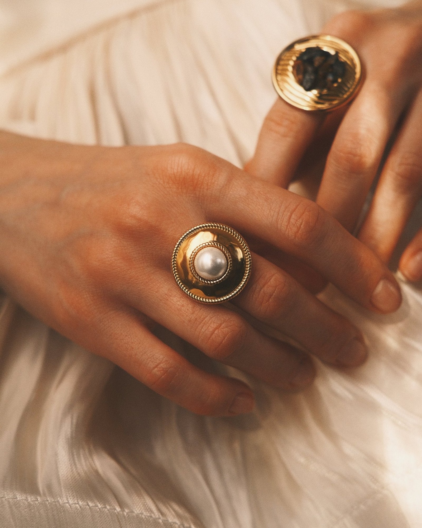Pearl Orbit Ring — Gold-Tone Ring
