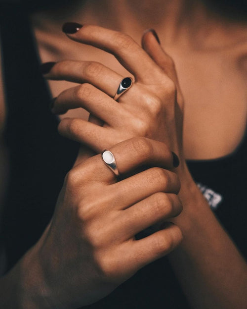 Agate Signet — Sterling Silver Signet Ring
