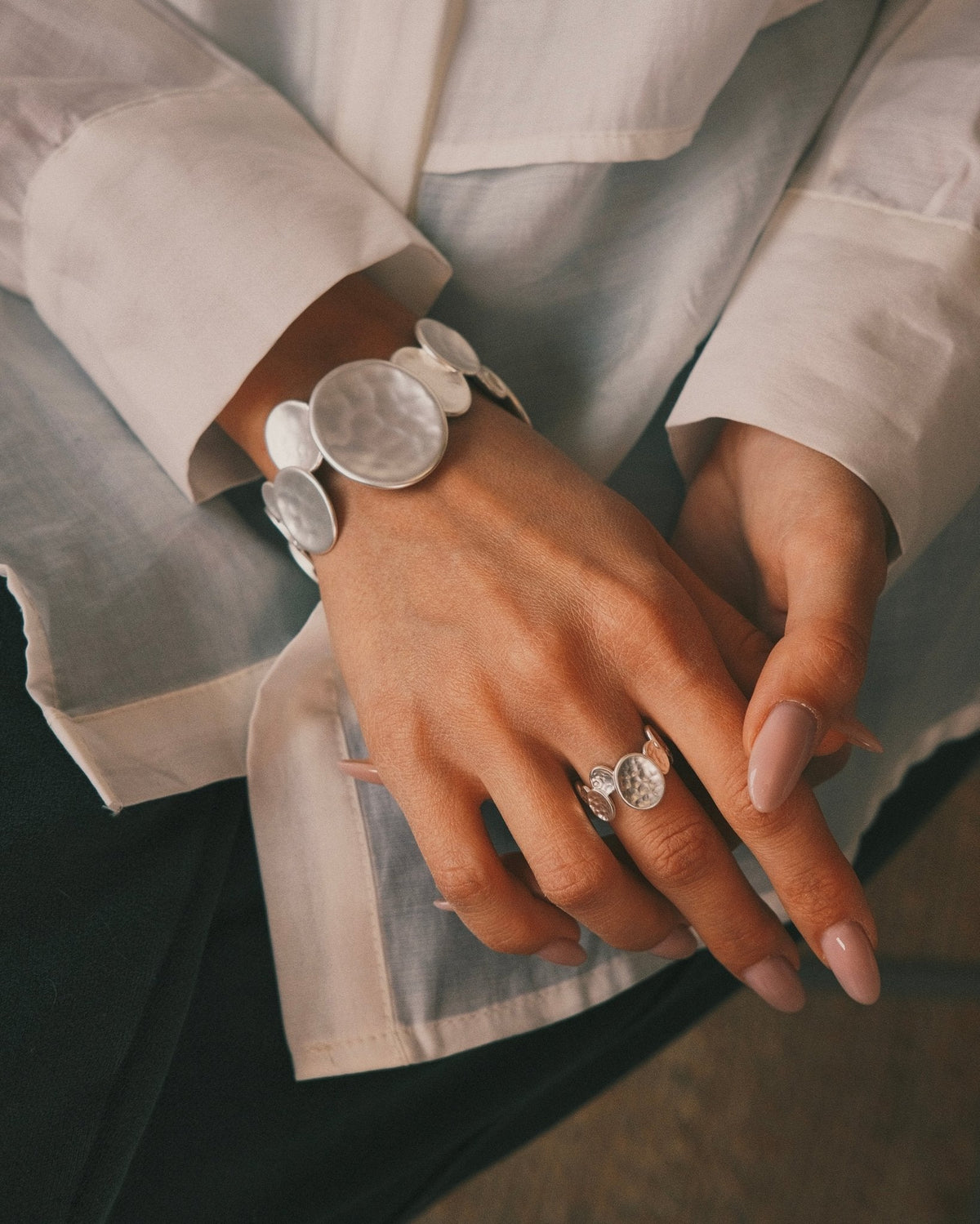Satin Disc Ring — Silver-Tone Ring, alternate view