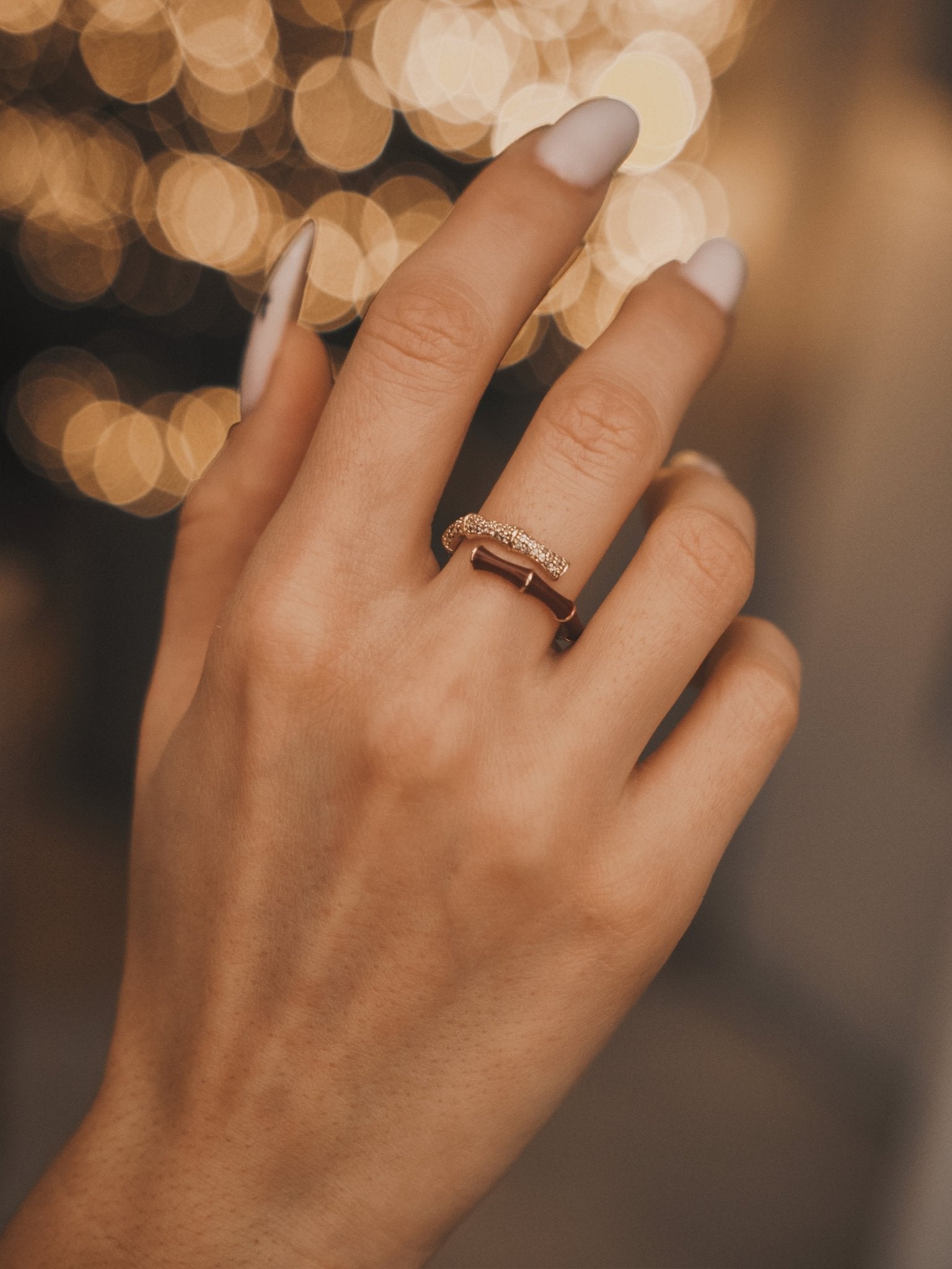 Bamboo Burgundy Band — Gold-Tone Ring, alternate view