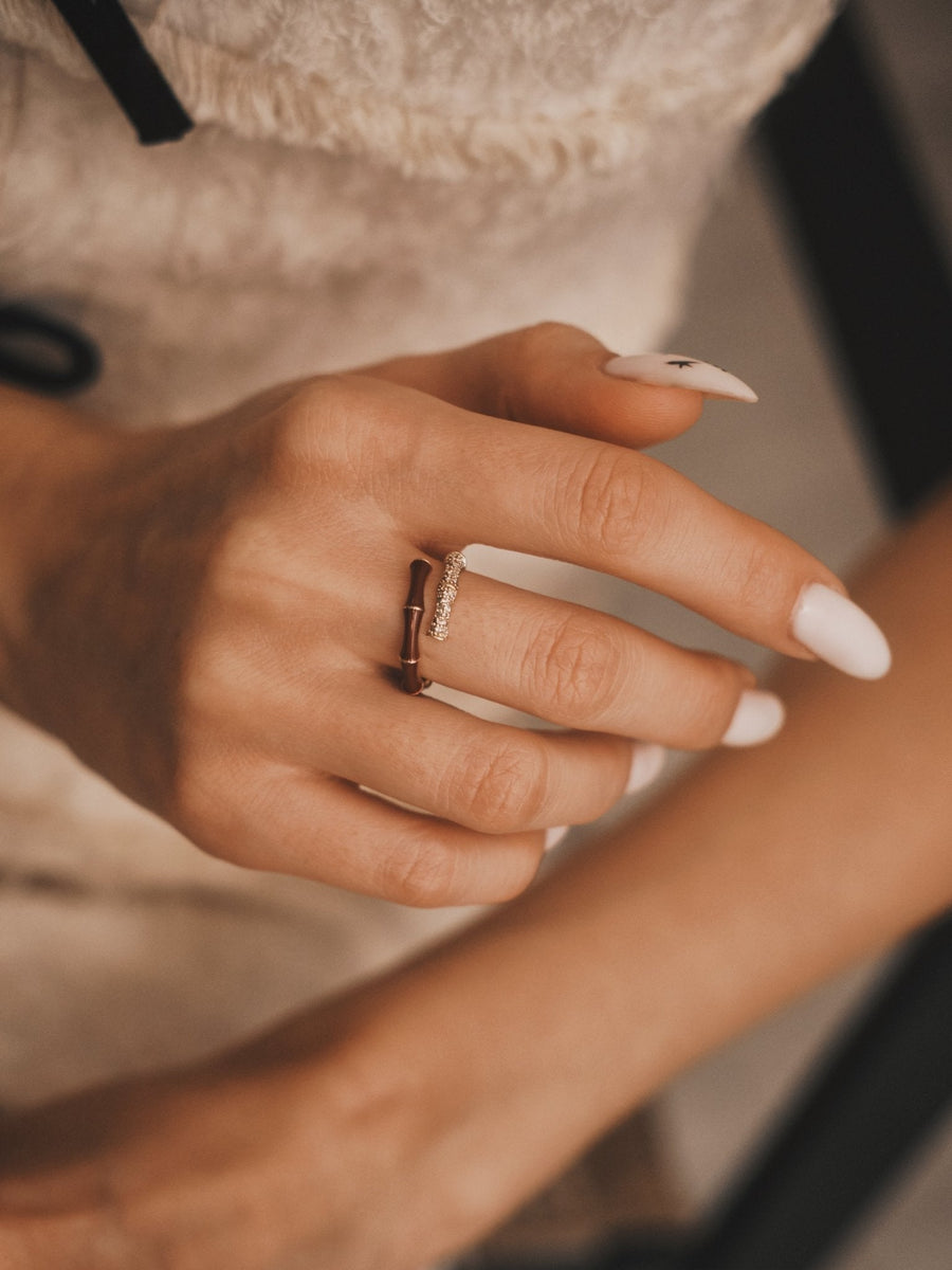 Bamboo Burgundy Band — Gold-Tone Ring, alternate view