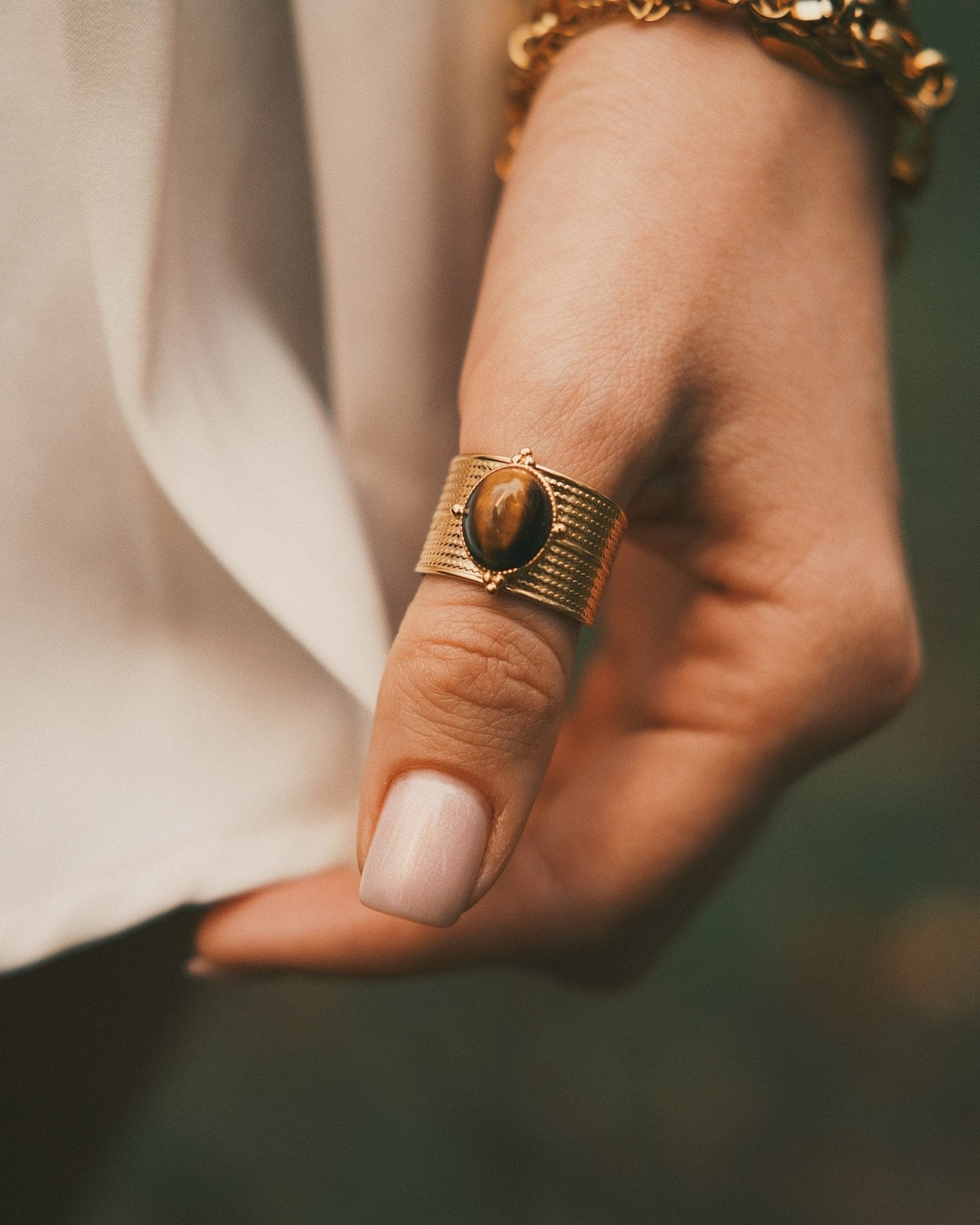 Fluted Cabochon Ring — Gold-Tone Ring, alternate view