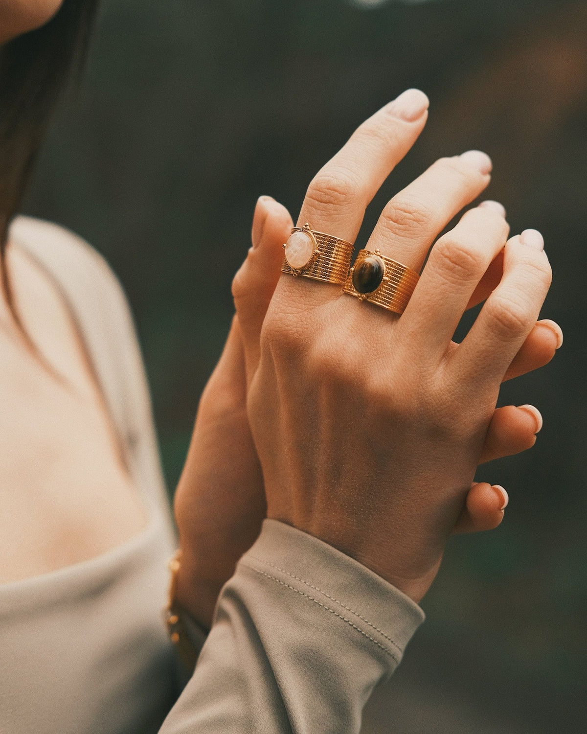 Fluted Cabochon Ring — Gold-Tone Ring, alternate view