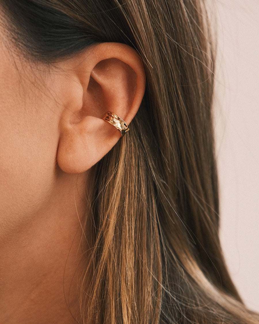 Bark Texture Ear Cuff — Gold-Tone Sterling Silver Ear Cuff, alternate view