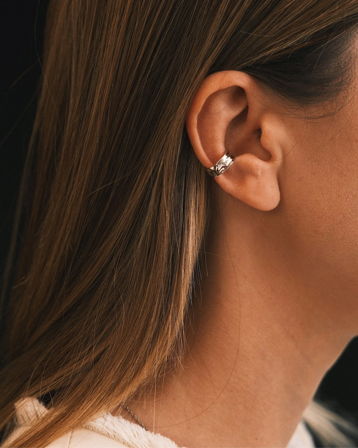 Bark Texture Ear Cuff — Gold-Tone Sterling Silver Ear Cuff