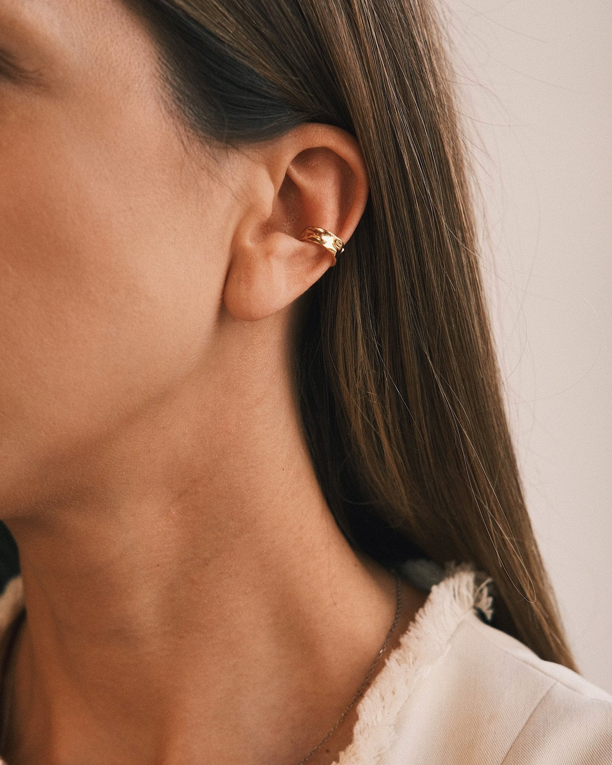 Bark Texture Ear Cuff — Gold-Tone Sterling Silver Ear Cuff, alternate view