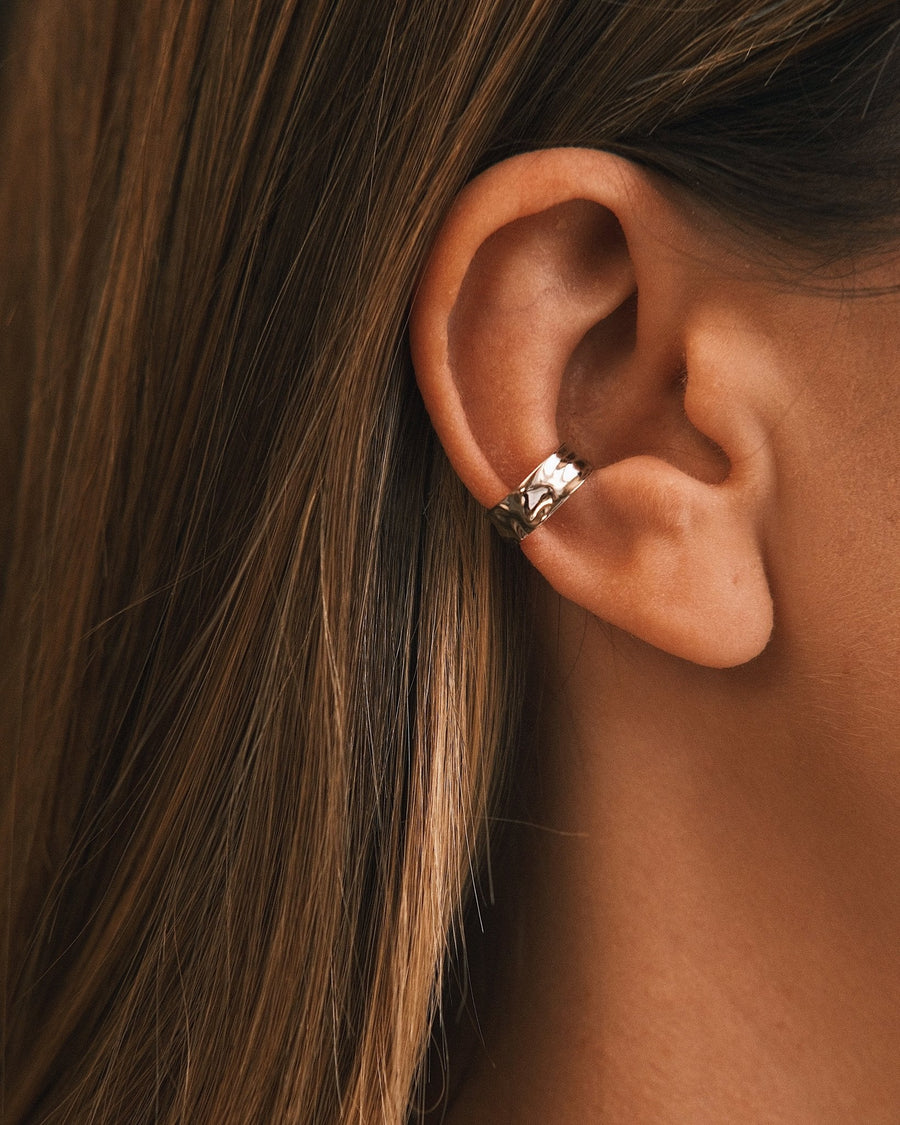 Bark Texture Ear Cuff — Gold-Tone Sterling Silver Ear Cuff, alternate view