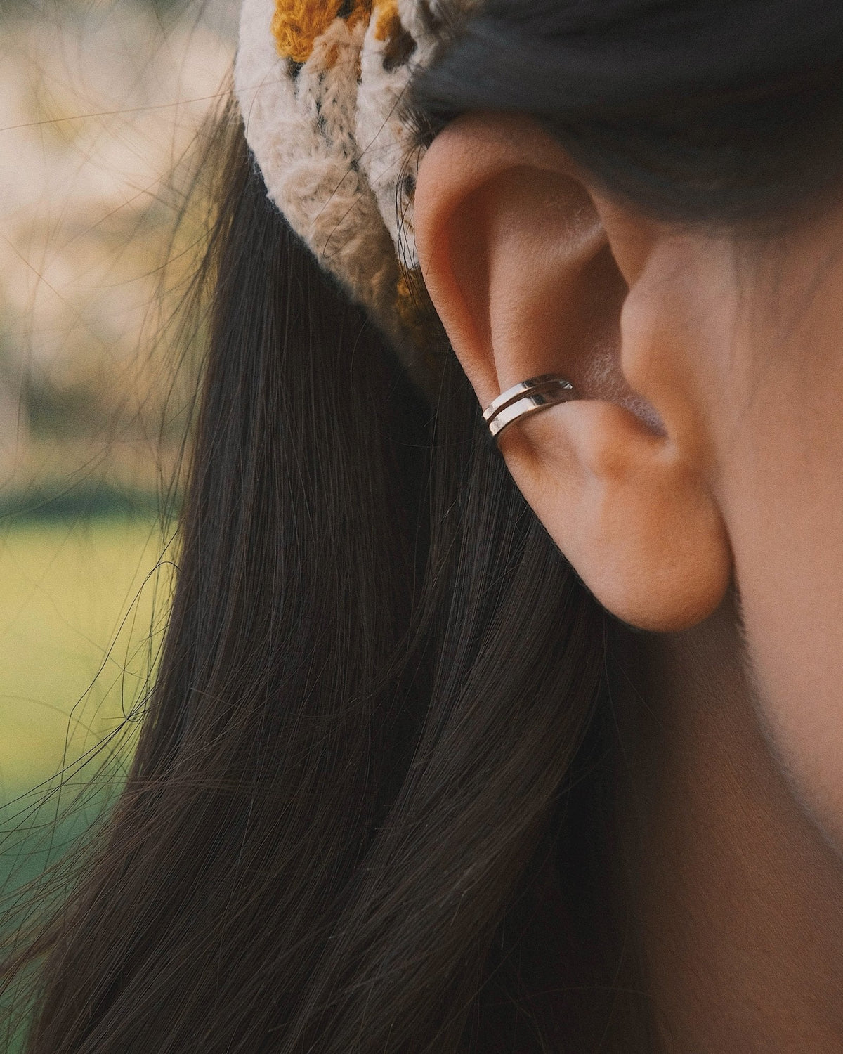 Double Line Ear Cuff — Sterling Silver Ear Cuff, alternate view