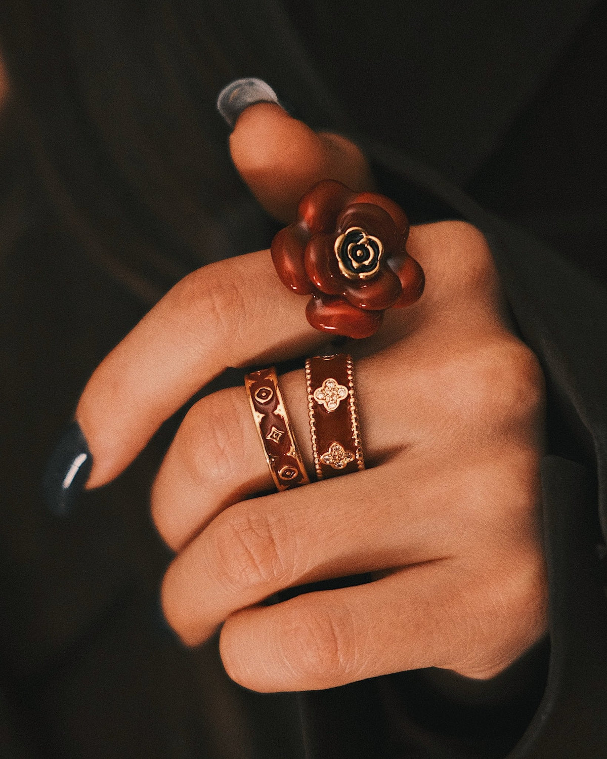 Wine Mosaic Band — Gold-Tone Ring, alternate view