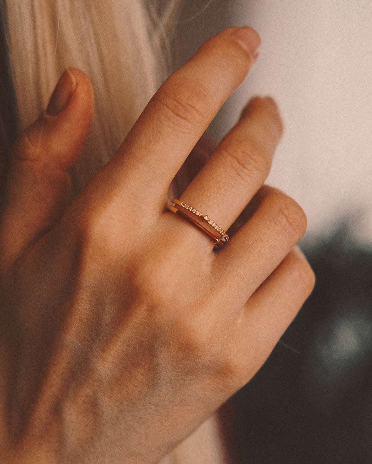 Cherry Pavé Band — Gold-Tone Ring