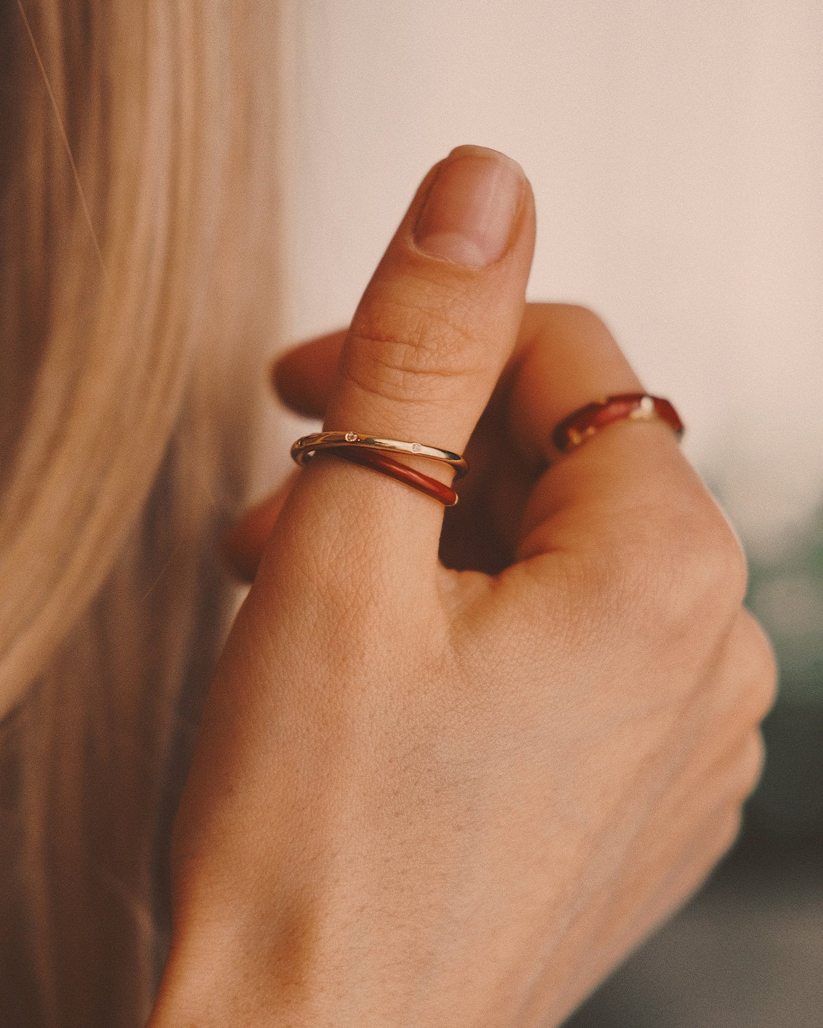 Cherry Thread Band — Gold-Tone Ring