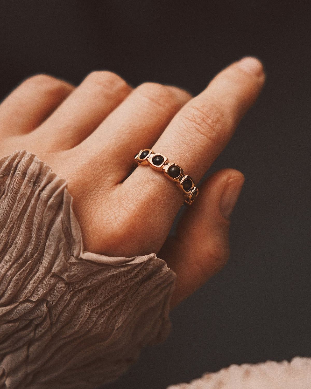 Sun Amulet Row — Gold-Tone Ring