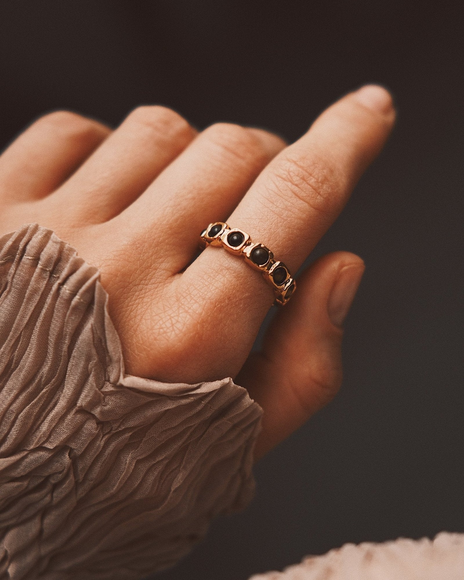 Sun Amulet Row — Gold-Tone Ring