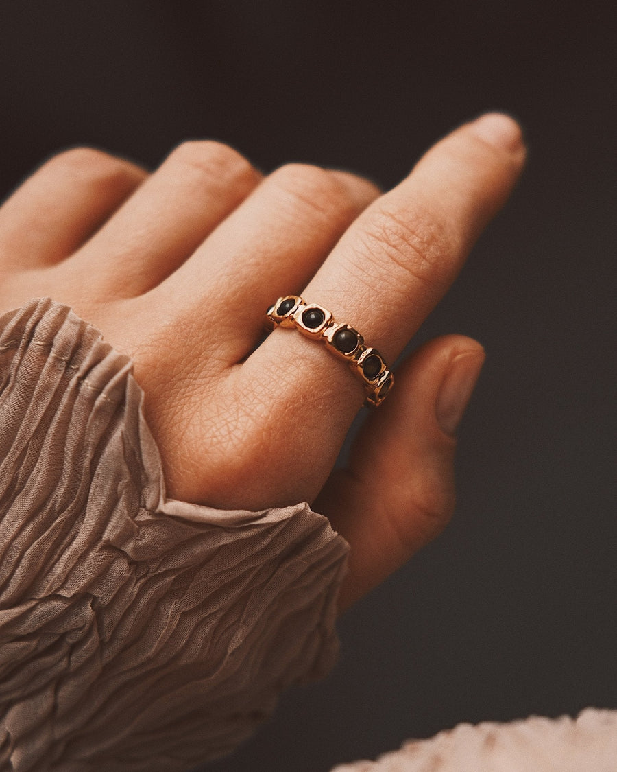 Sun Amulet Row — Gold-Tone Ring