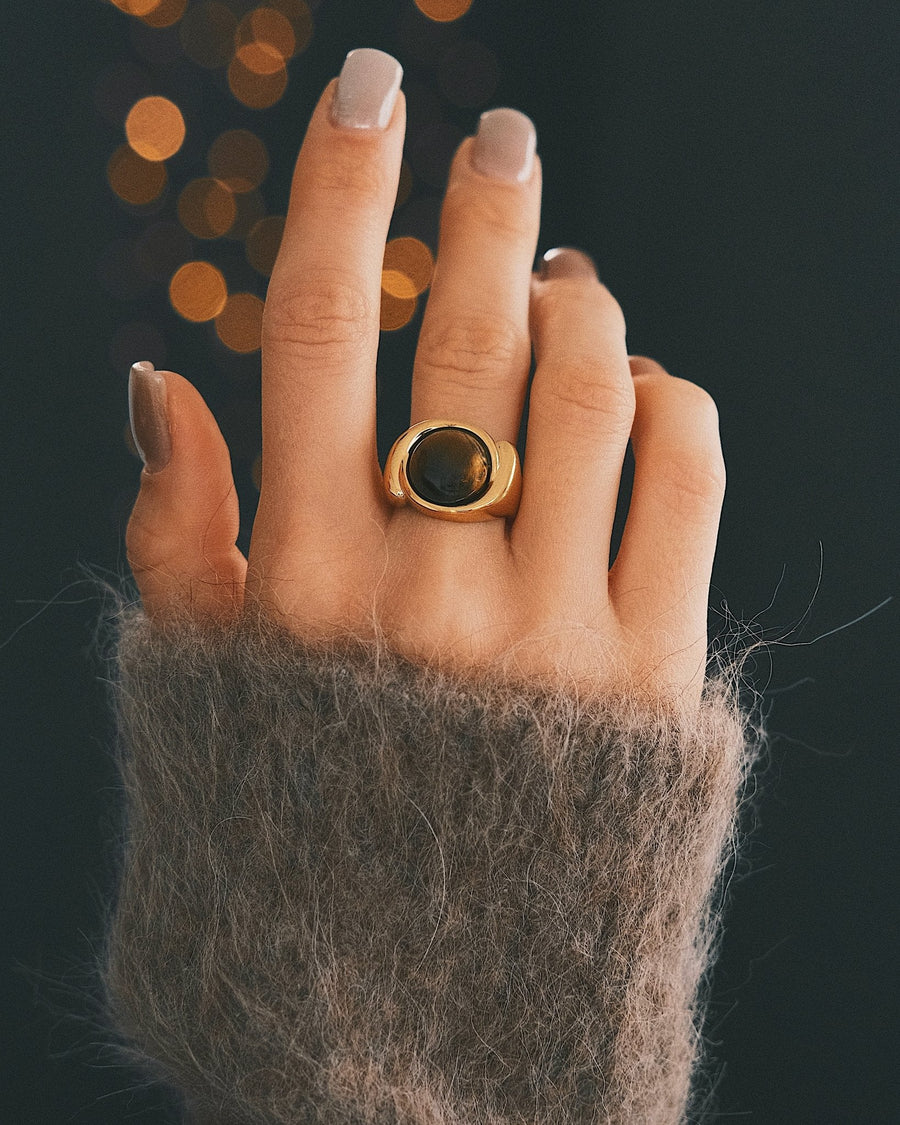 Sun Amulet Signet — Gold-Tone Signet Ring