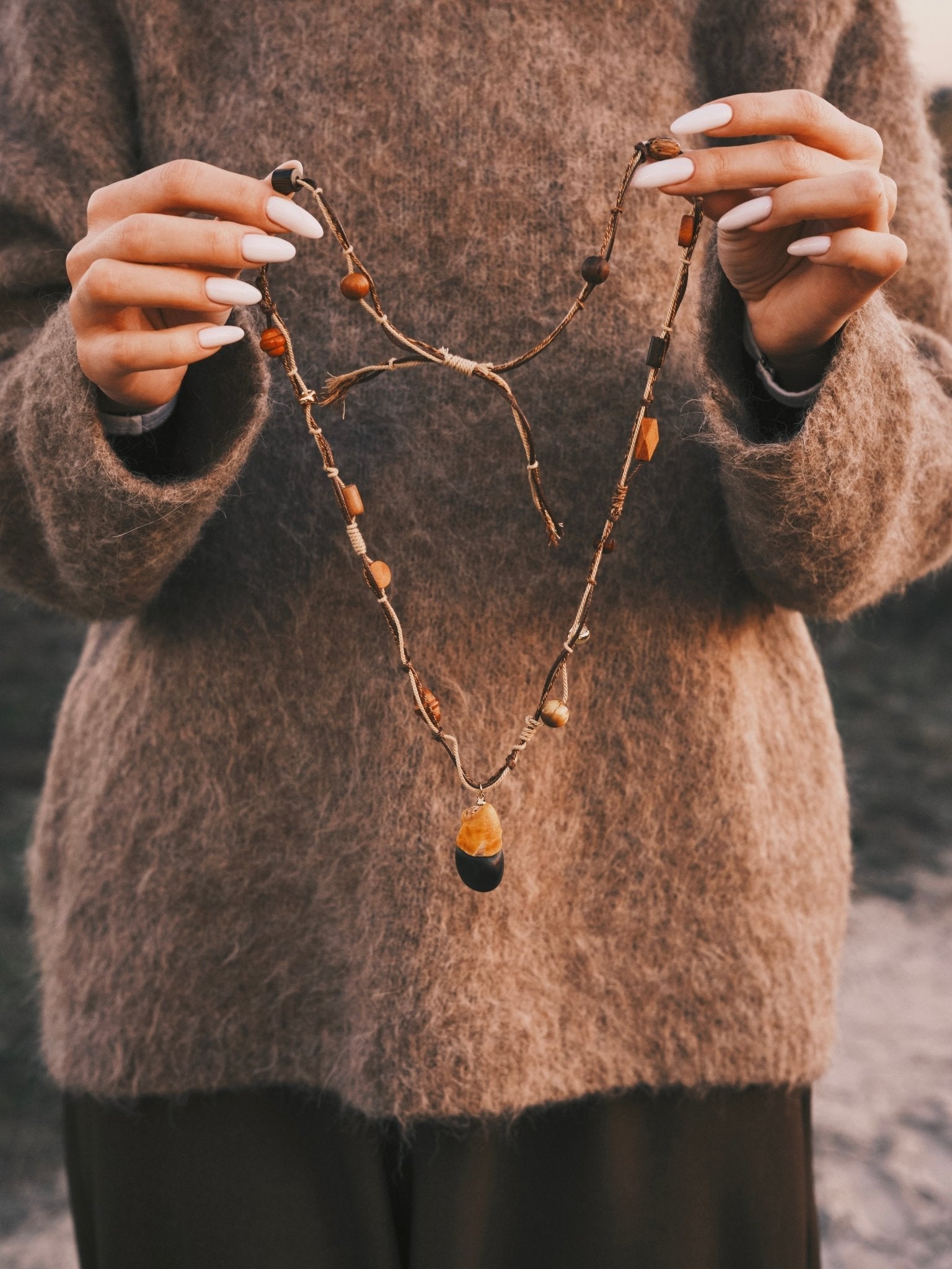 Tiger’s Eye Cord Necklace — Gold-Tone Necklace, alternate view