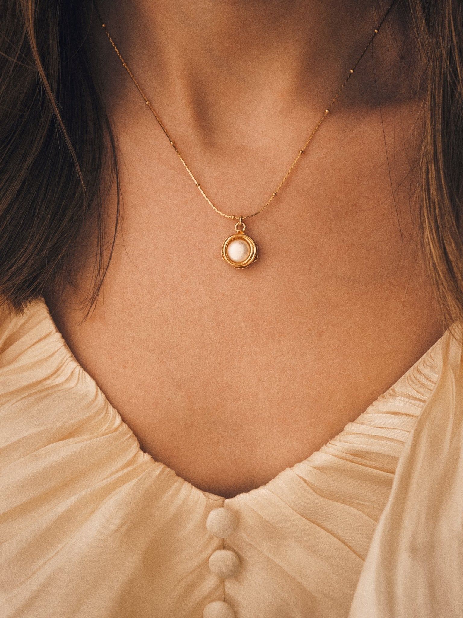 Coiled Pearl Pendant — Gold-Tone Pendant Necklace, alternate view