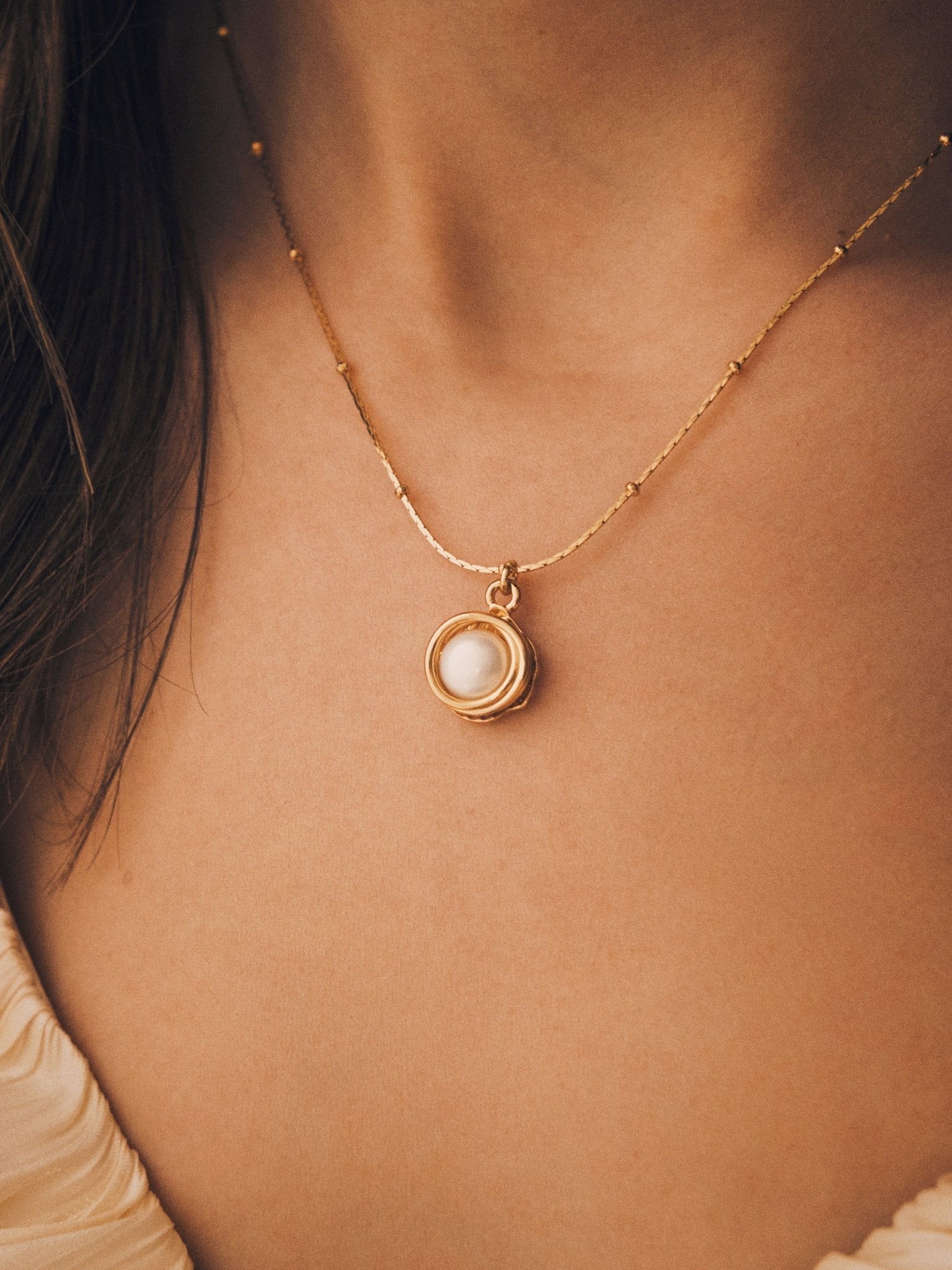 Coiled Pearl Pendant — Gold-Tone Pendant Necklace
