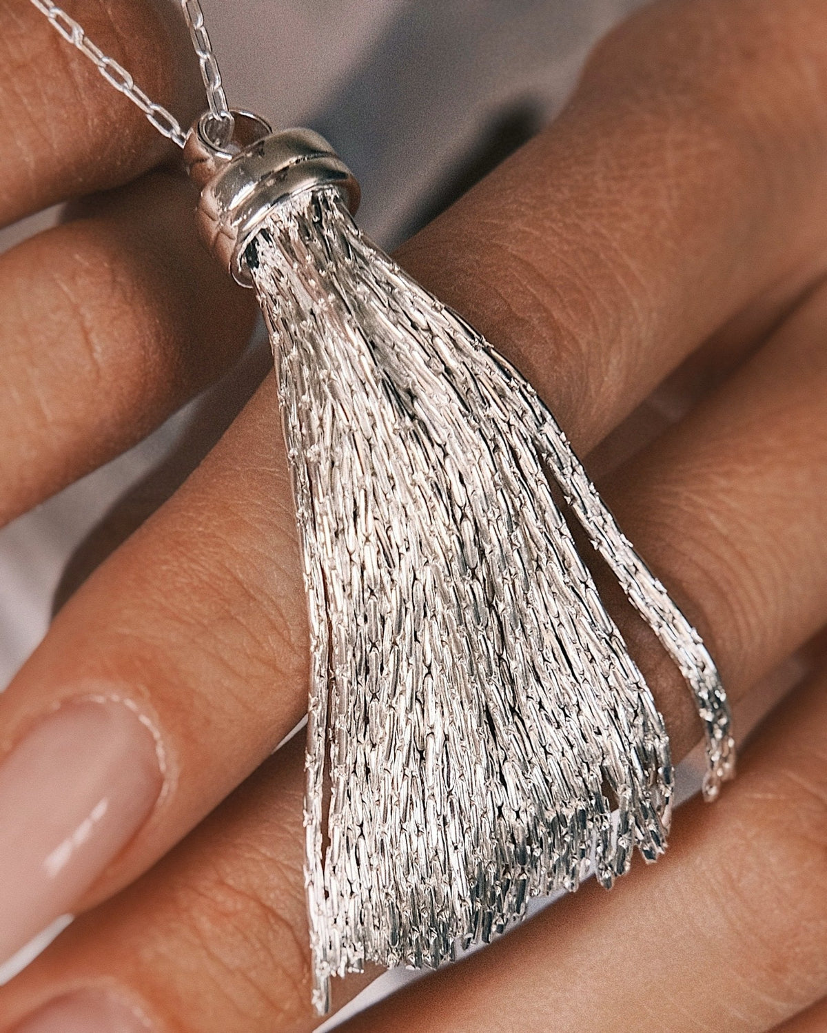 Silver Tassel Necklace — Silver-Tone Necklace