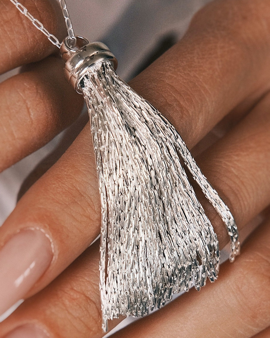 Silver Tassel Necklace — Silver-Tone Necklace