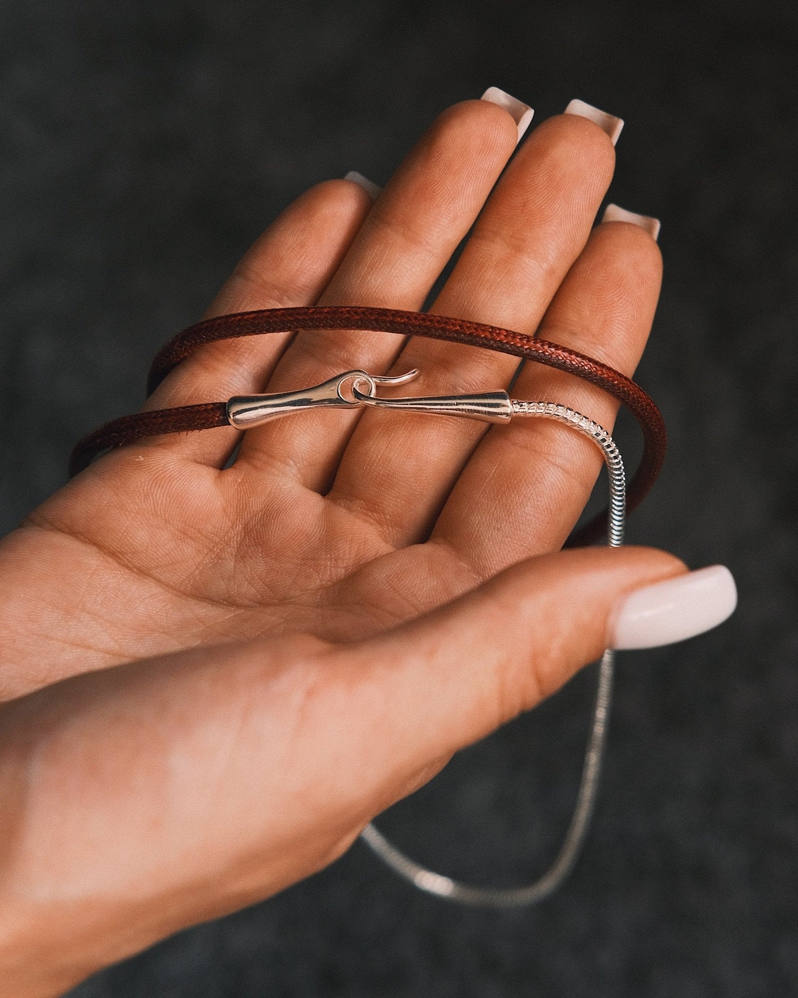Oxblood Ribbon Choker — Silver-Tone Necklace, alternate view