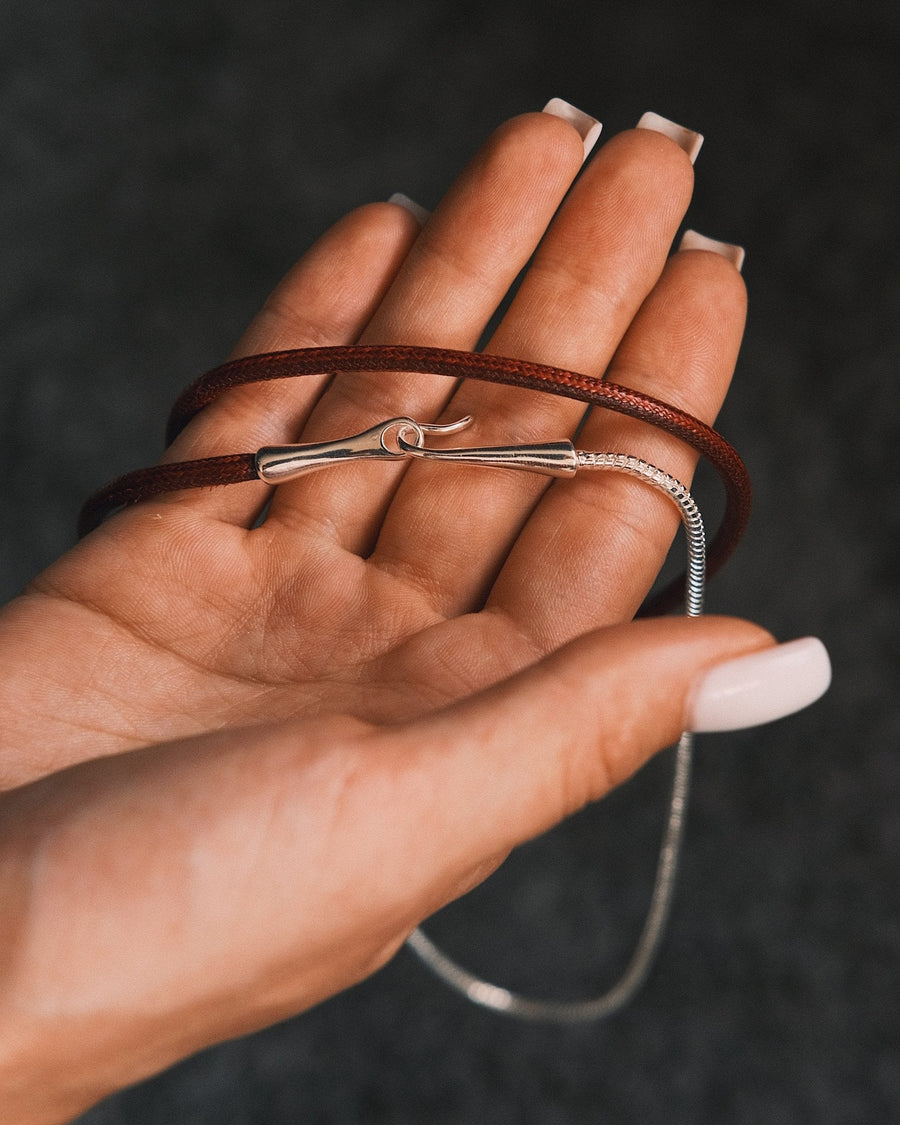 Oxblood Ribbon Choker — Silver-Tone Necklace, alternate view