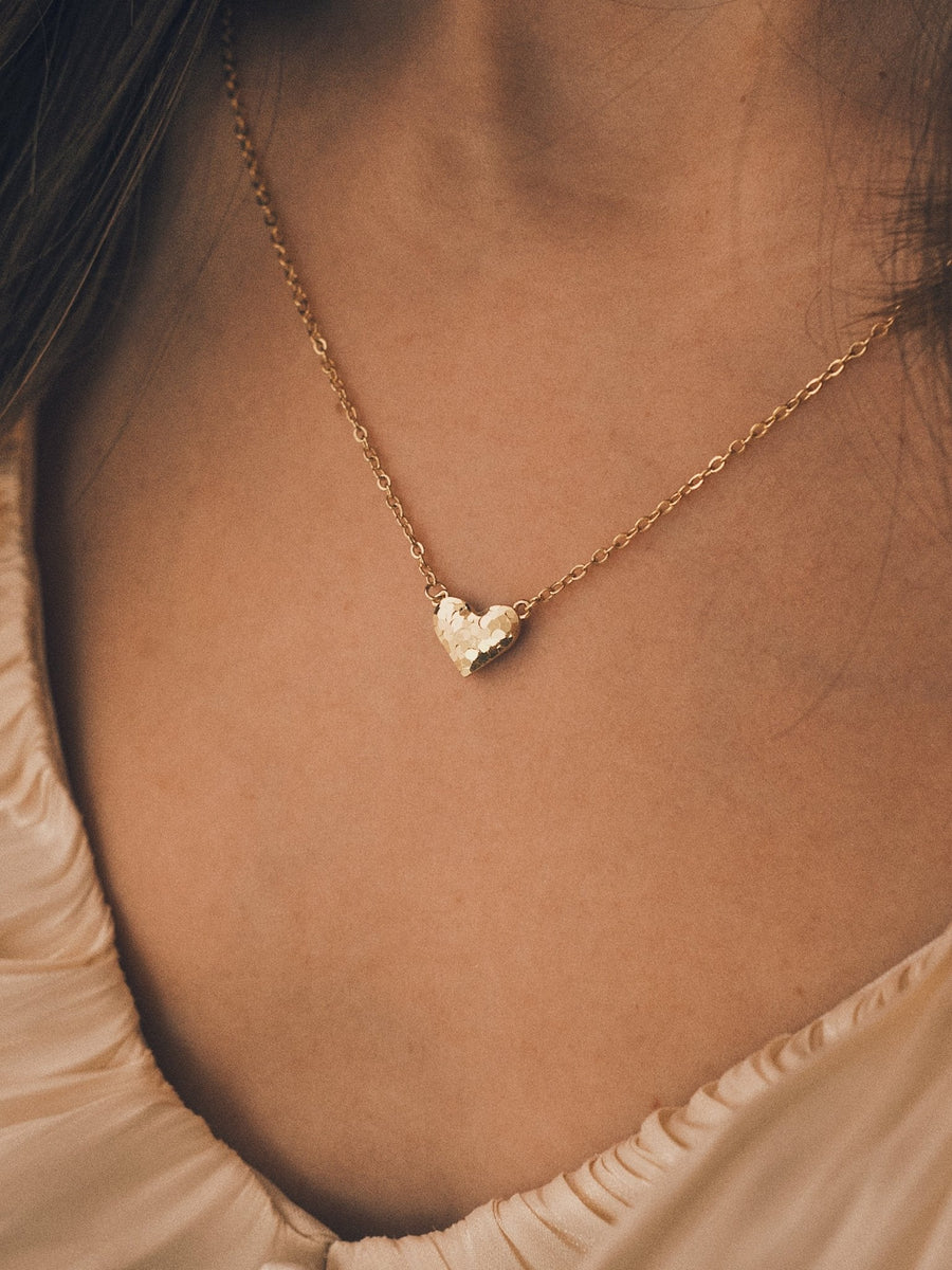 Hammered Heart Pendant — Gold-Tone Pendant Necklace