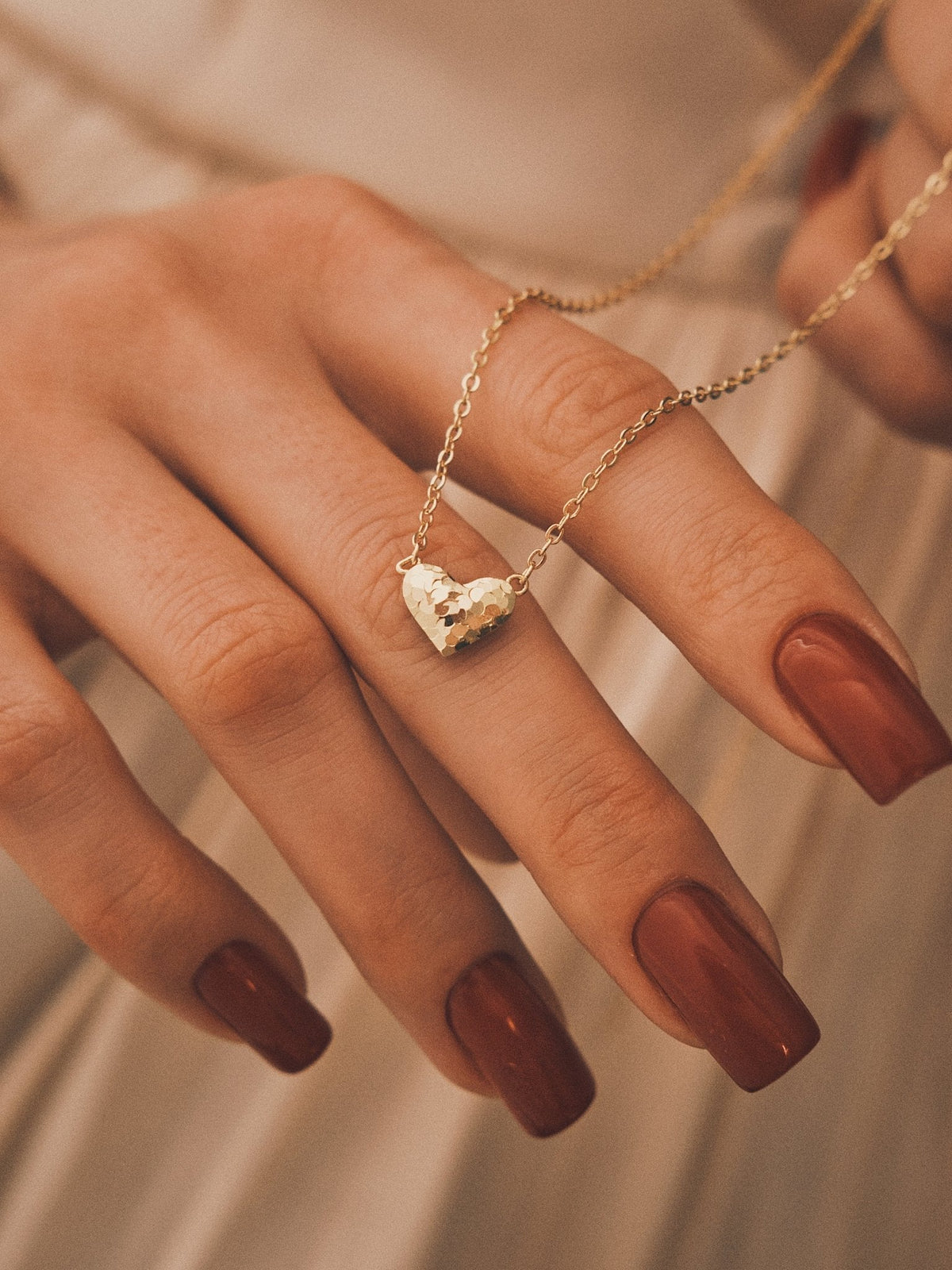 Hammered Heart Pendant — Gold-Tone Pendant Necklace, alternate view