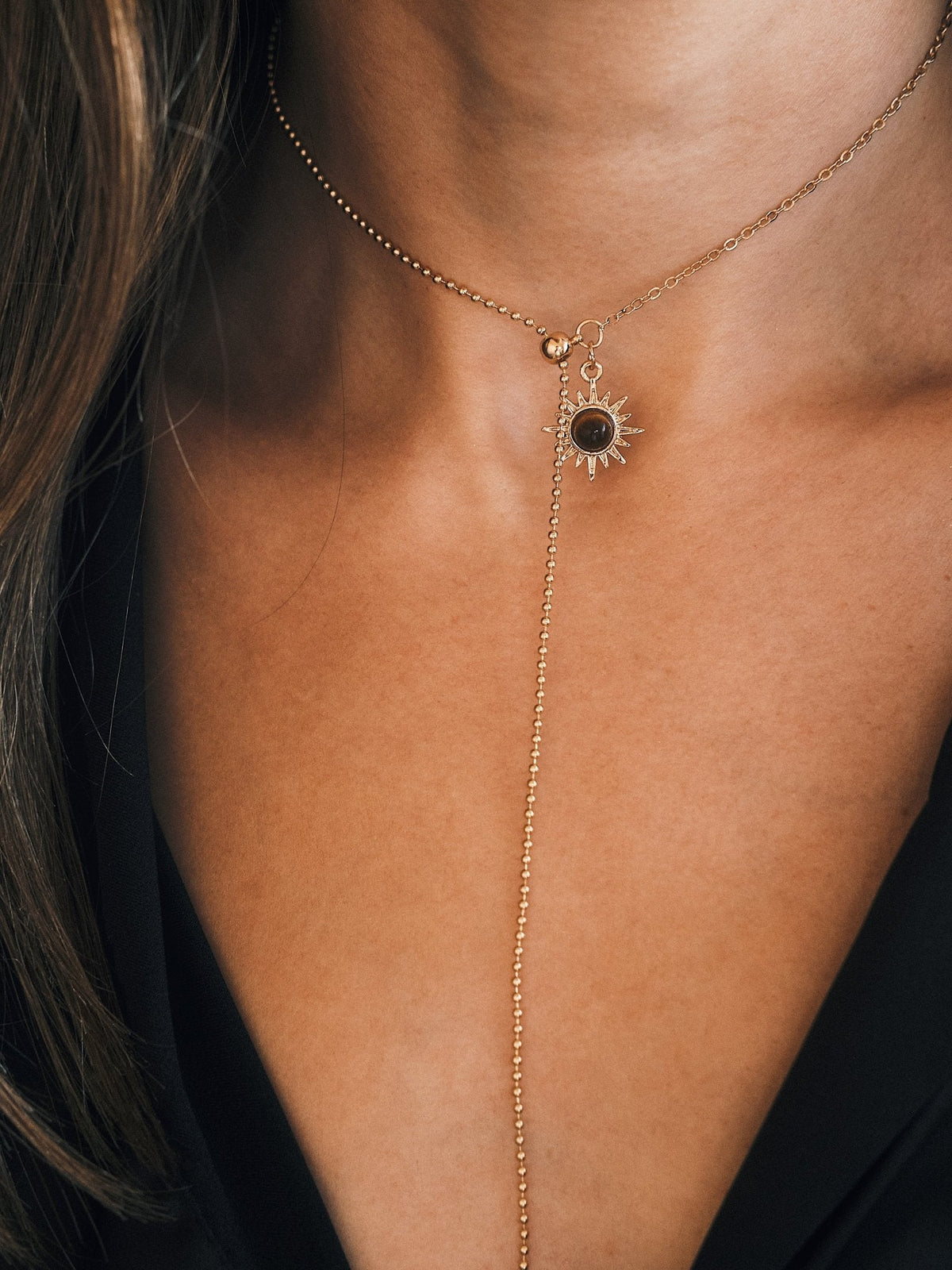 Helios Lariat Necklace — Gold-Tone Lariat Necklace, alternate view