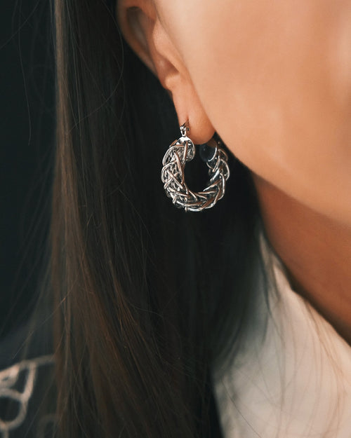 Basketweave Hoops — Gold-Tone Hoop Earrings