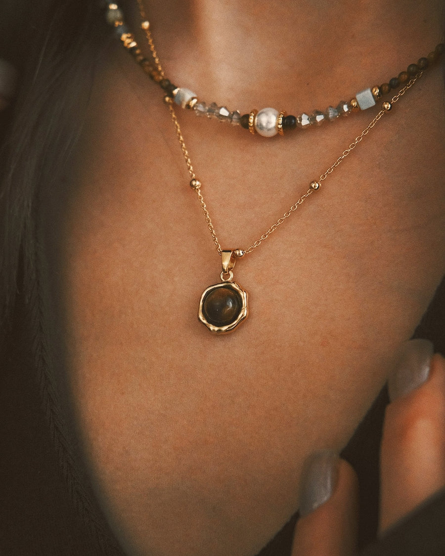 Layered Stone Necklace — Gold-Tone Necklace, alternate view
