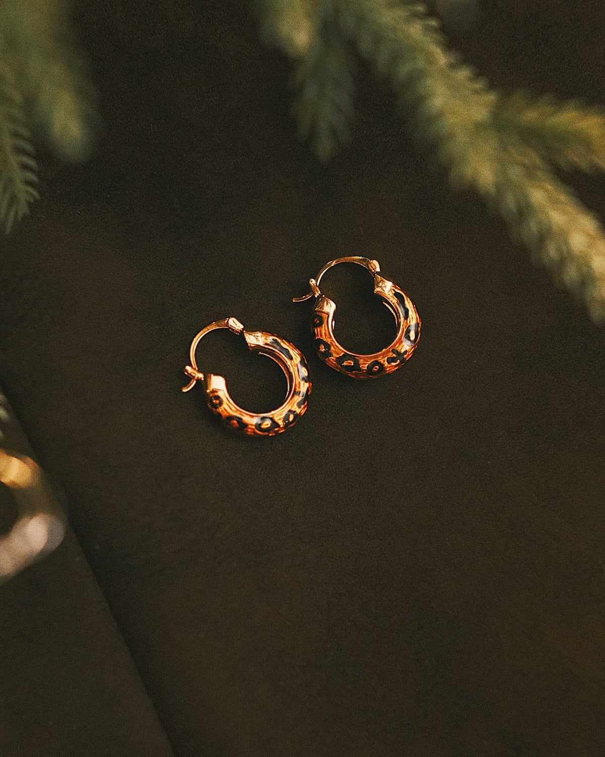 Leopard Dome Hoops — Gold-Tone Hoop Earrings, alternate view