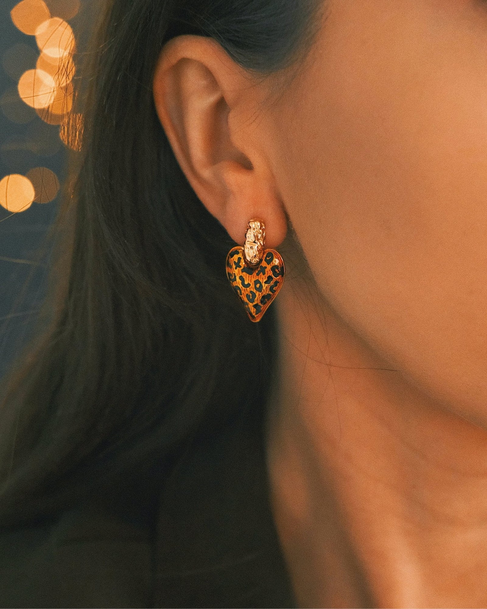 Leopard Slim Hoops — Gold-Tone Hoop Earrings, alternate view