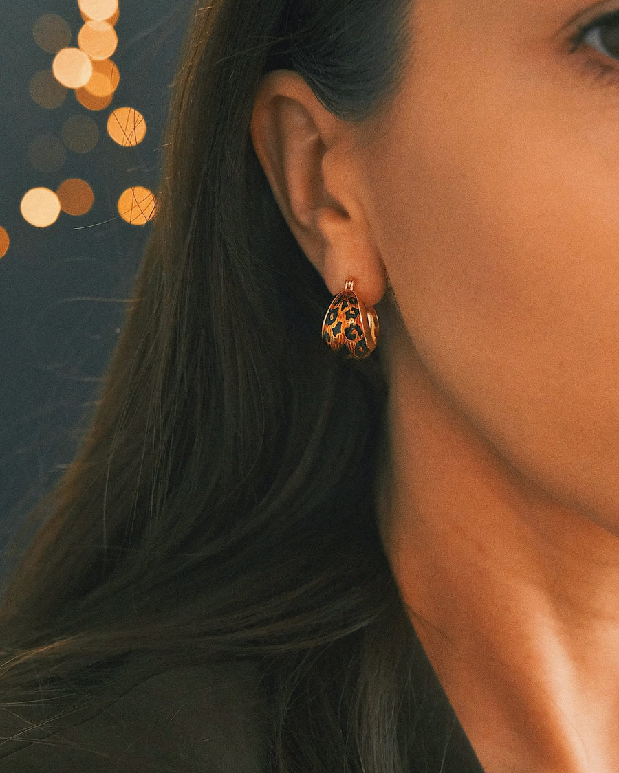 Leopard Dome Hoops — Gold-Tone Hoop Earrings
