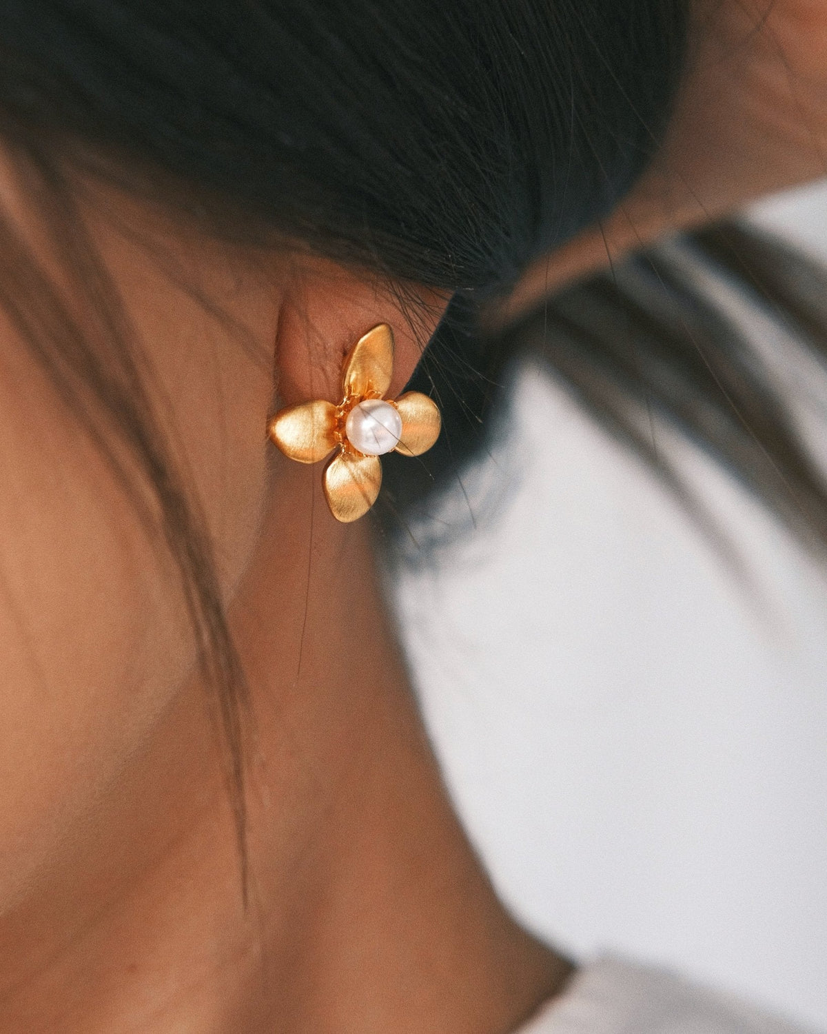 Lily Petal Studs — Gold-Tone Stud Earrings