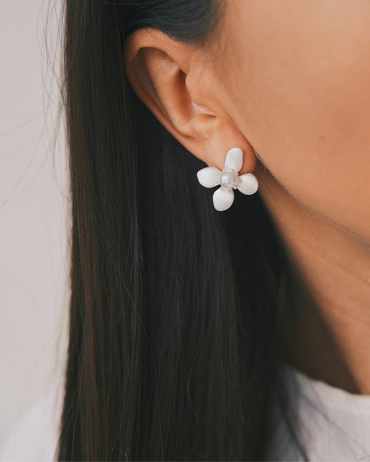 Lily Petal Studs — Gold-Tone Stud Earrings, alternate view