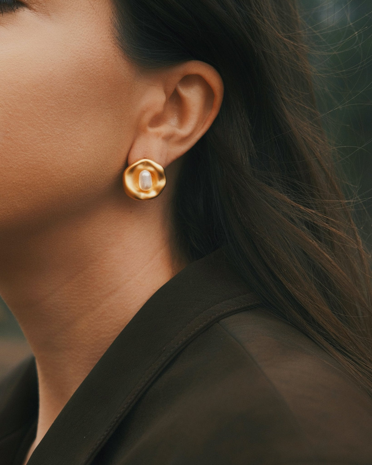 Shell Disc Studs — Gold-Tone Stud Earrings