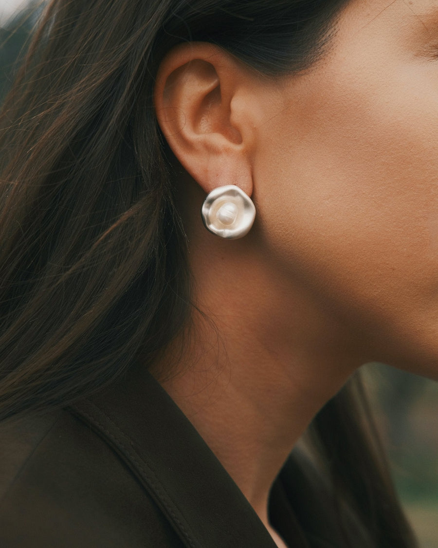 Shell Disc Studs — Gold-Tone Stud Earrings, alternate view