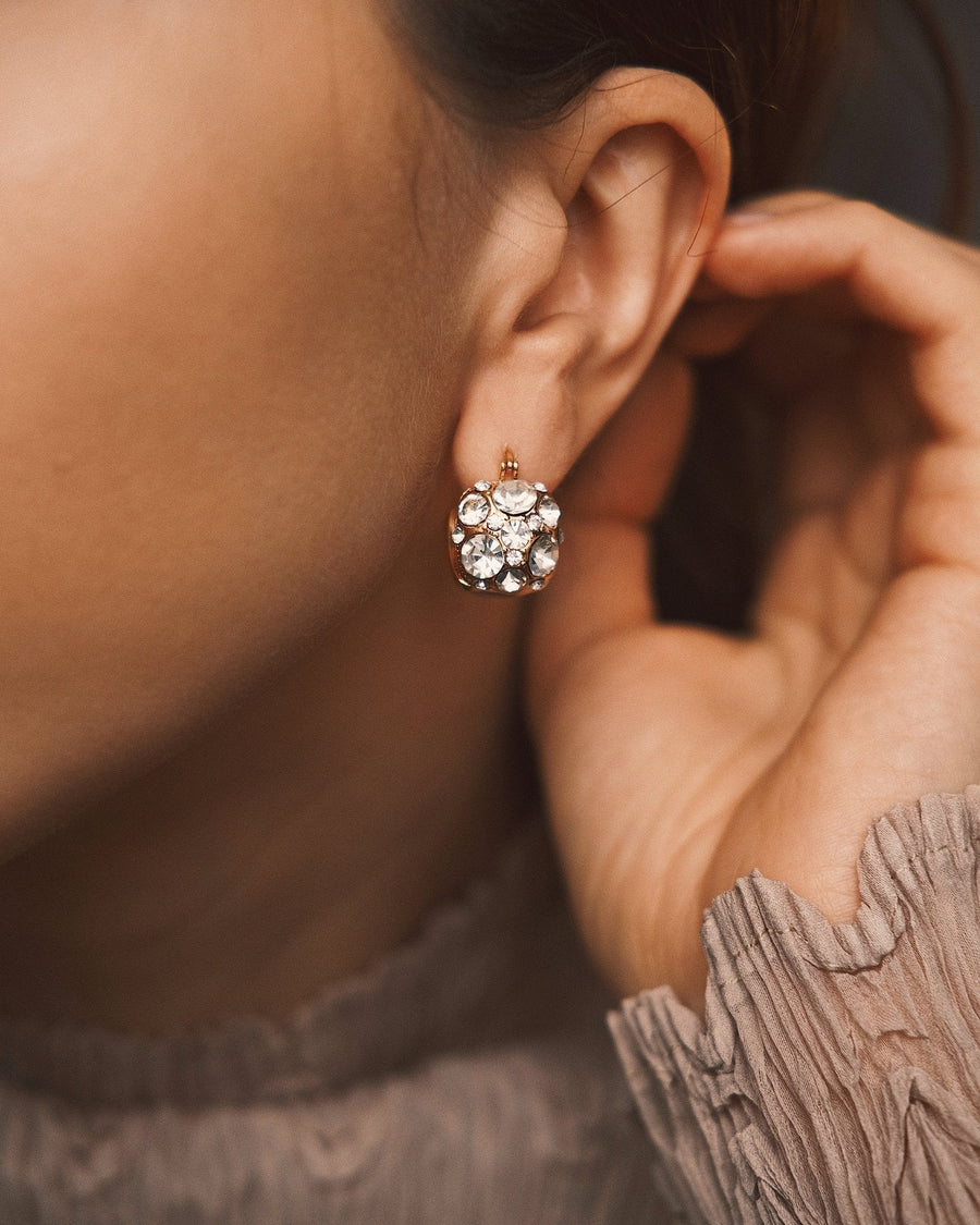 Cut Glass Cluster Studs — Gold-Tone Stud Earrings