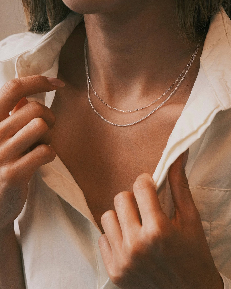 Double Chain Necklace — Sterling Silver Necklace, alternate view