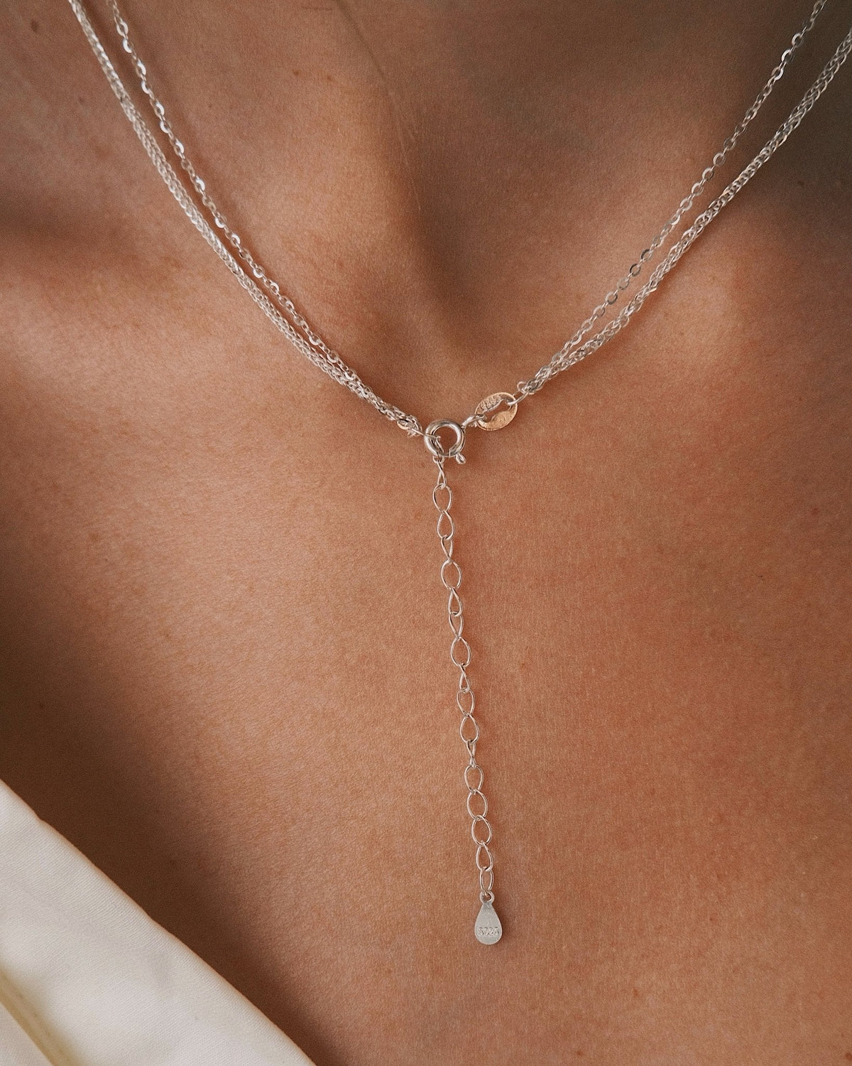 Double Chain Necklace — Sterling Silver Necklace, alternate view