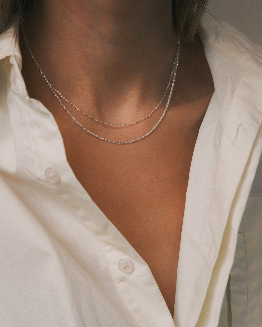 Double Chain Necklace — Sterling Silver Necklace, alternate view